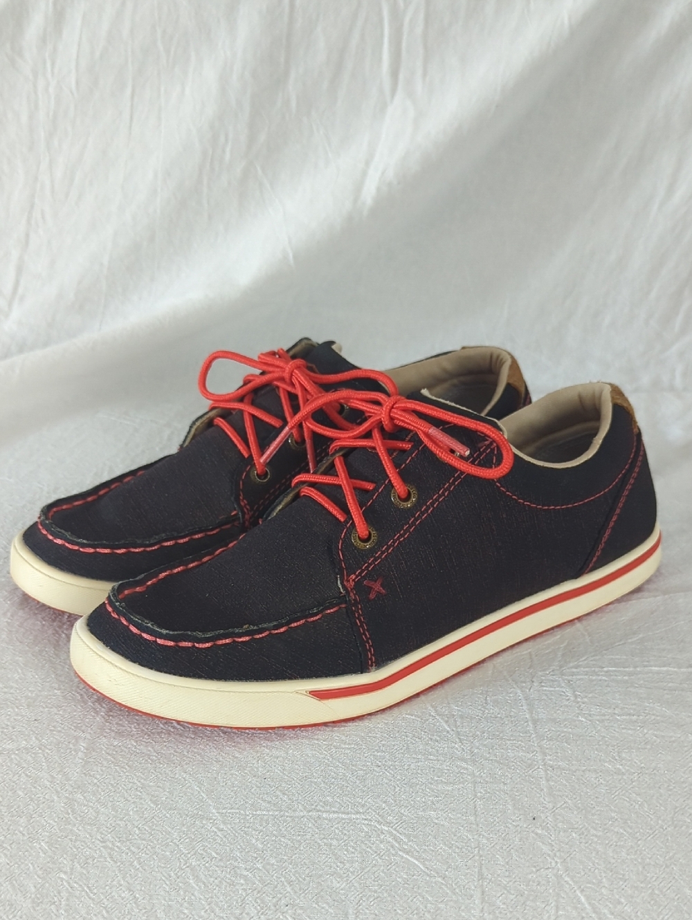 Twisted X Kicks Women WCA0042 Black Grenadine Orange Sneaker Moc Toe Shoe 7.5